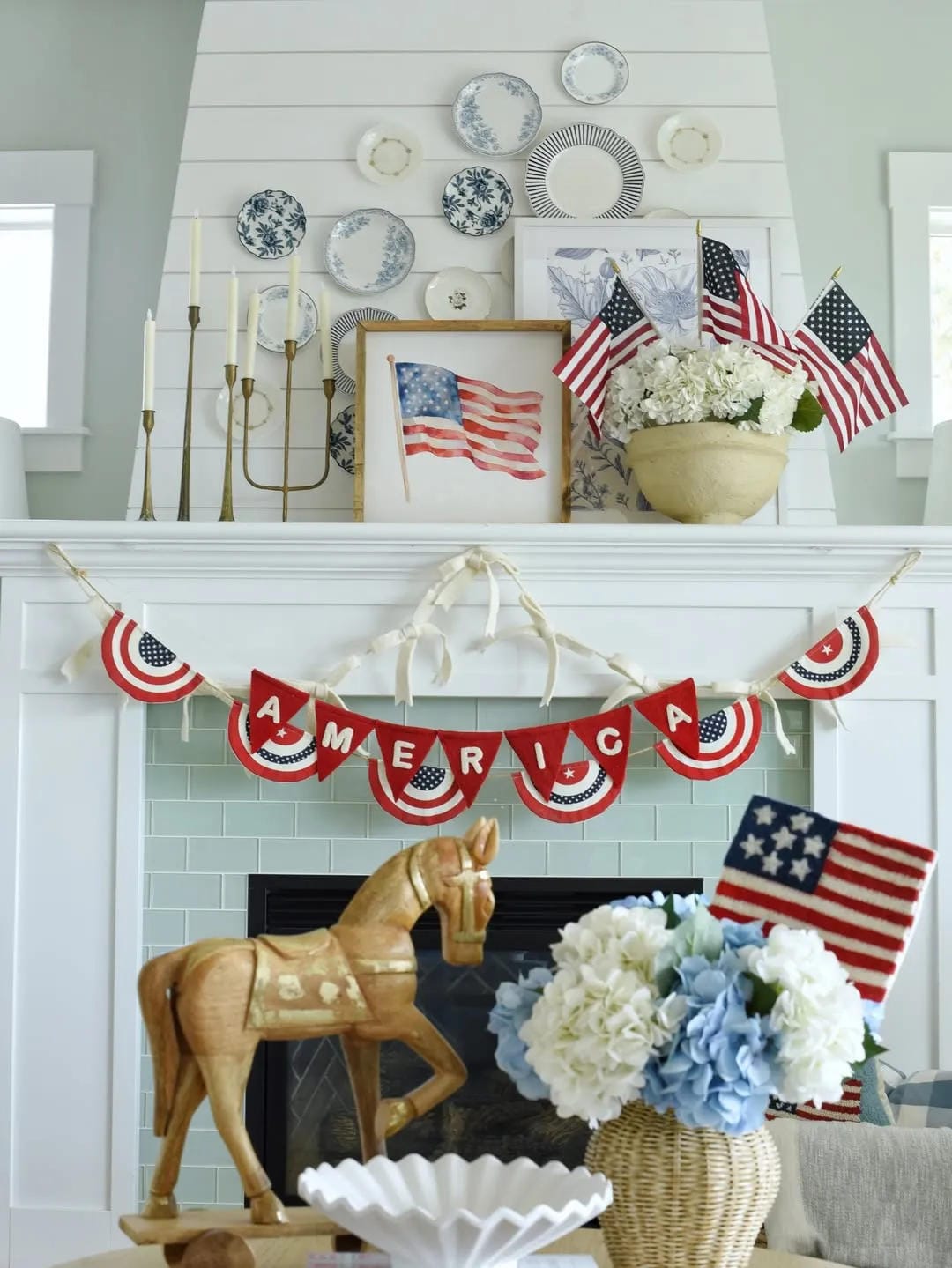 summer mantel decor ideas with style a patriotic mantel with small flags