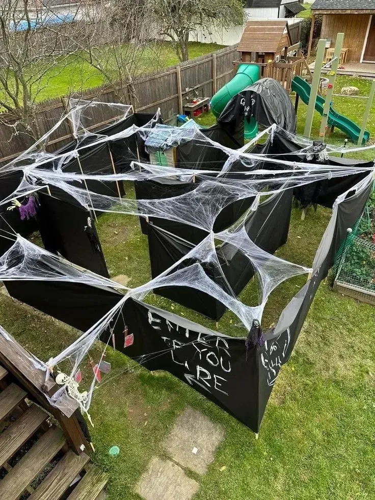 string lights backyard halloween party ideas