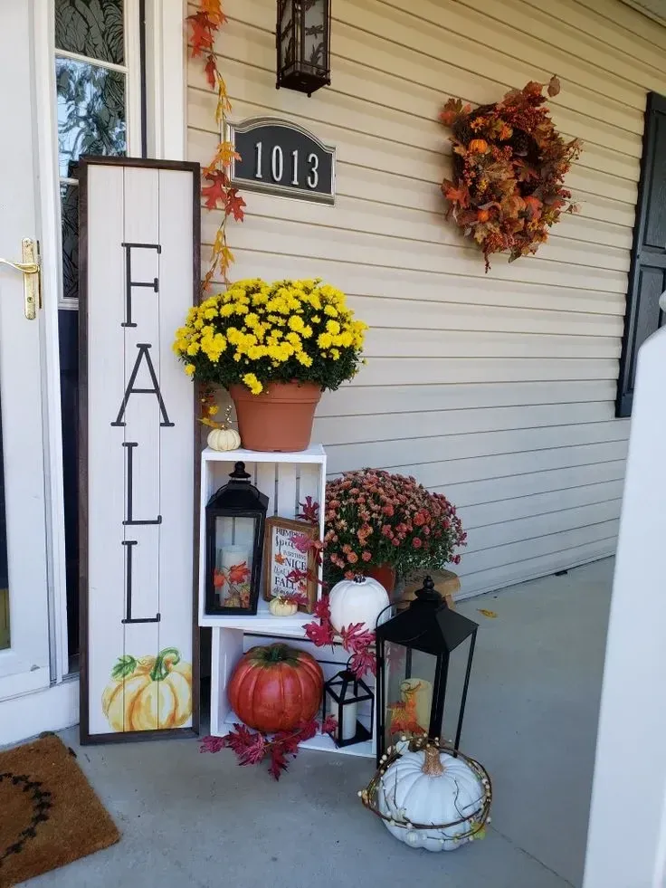 pumpkin neutral fall porch decor ideas