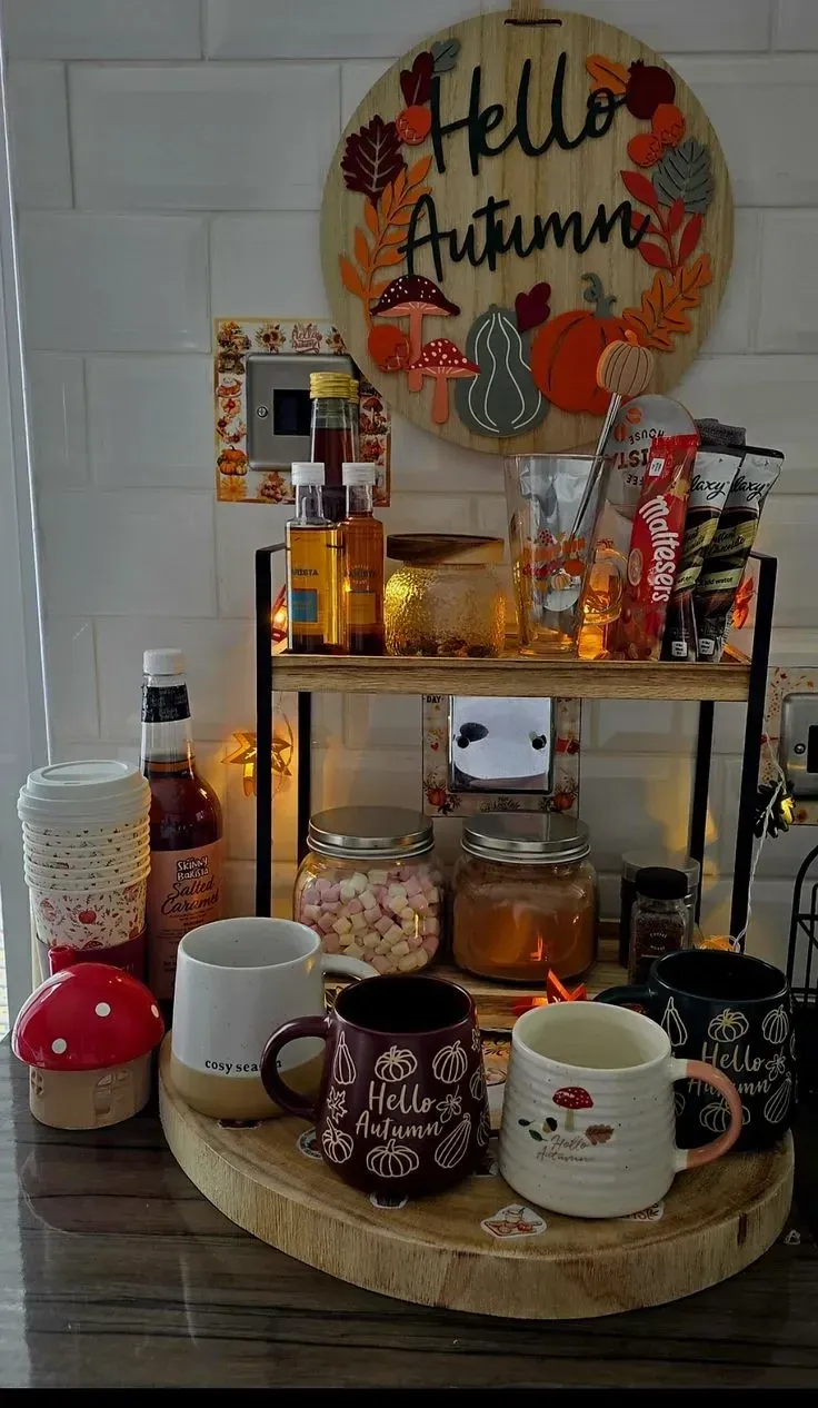 kitchen counter fall coffee station ideas