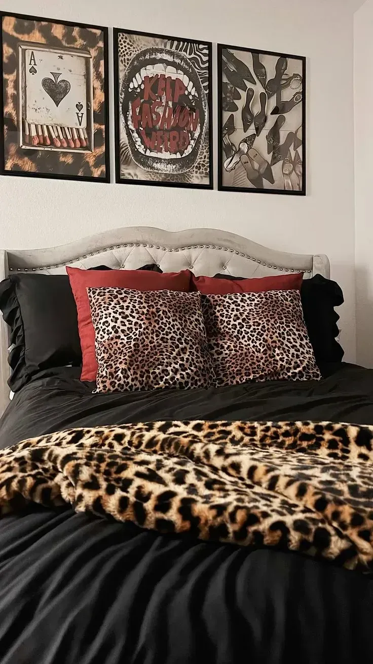 warm leopard print bedroom ideas