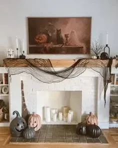 dramatic halloween fireplace decor ideas