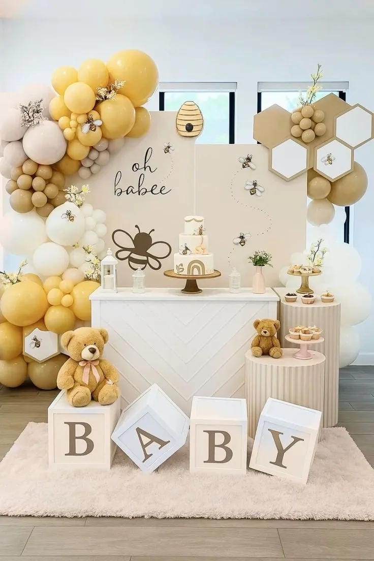 beautiful neutral baby shower decor ideas