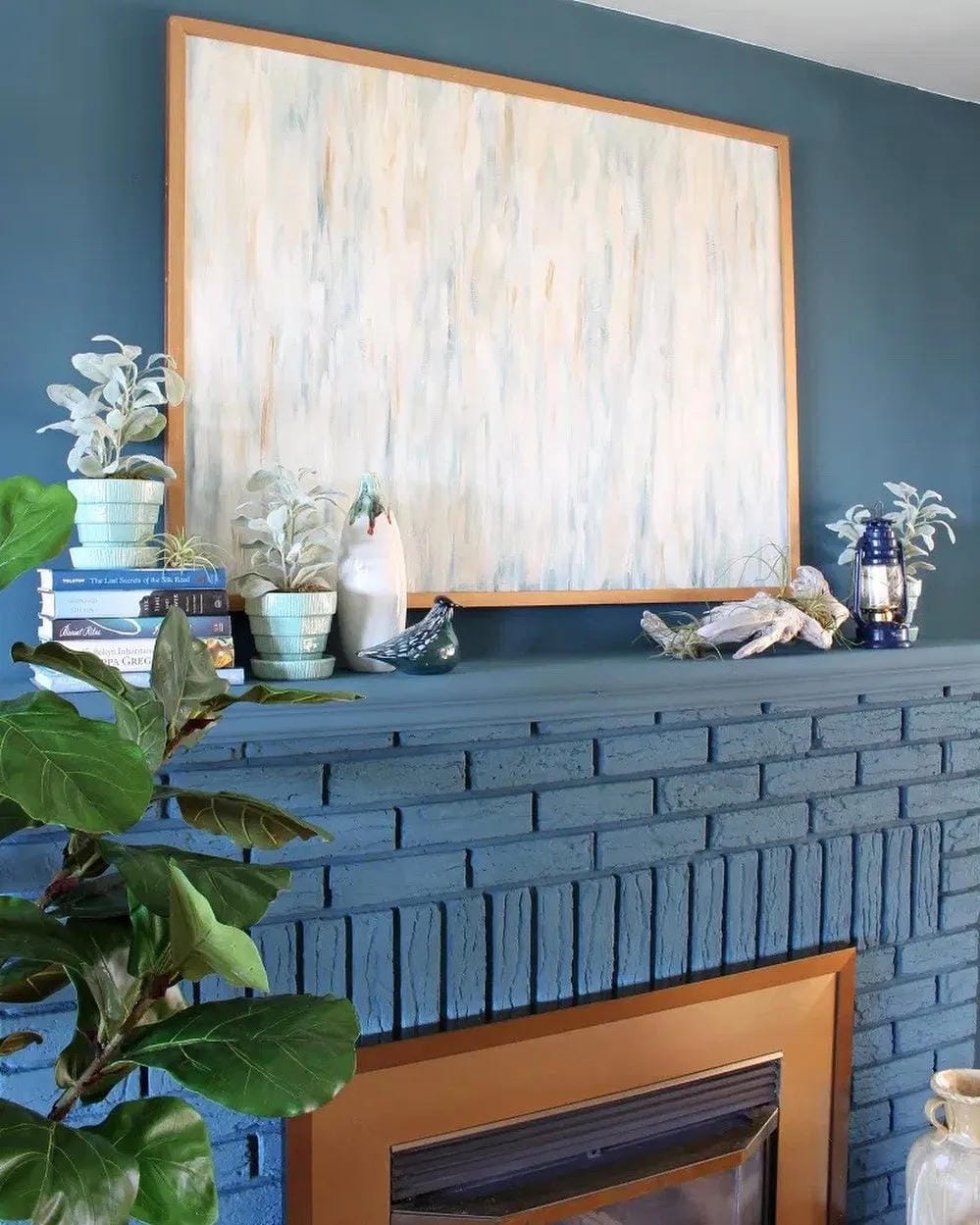 summer mantel decor ideas with style a blue brick fireplace