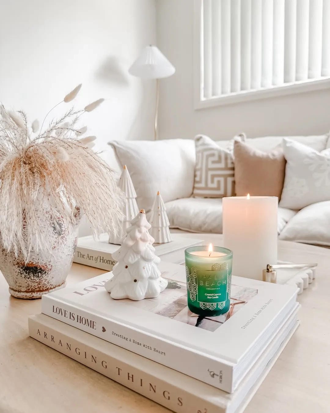 festive coffee table vignette