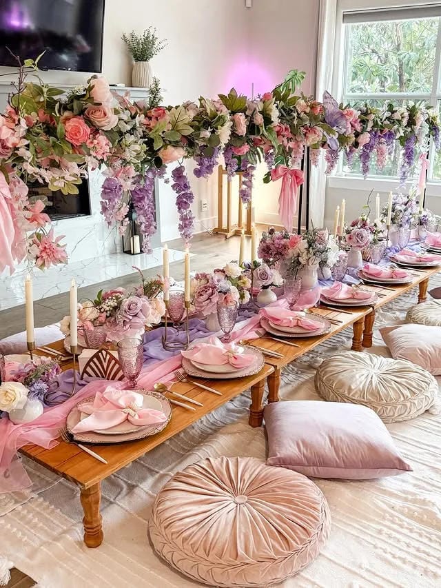bridal shower table decor ideas with flowers