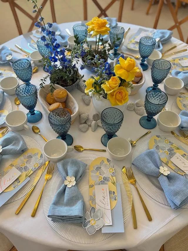 bridal shower table decor with candles