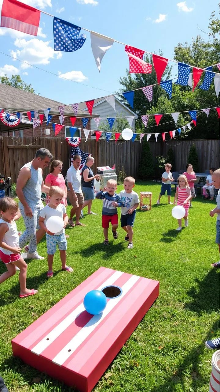 4th of July outdoor decorations with patriotic summer party styling