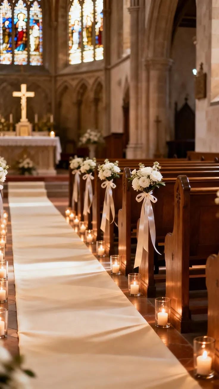 outdoor wedding aisle decor with white flowers