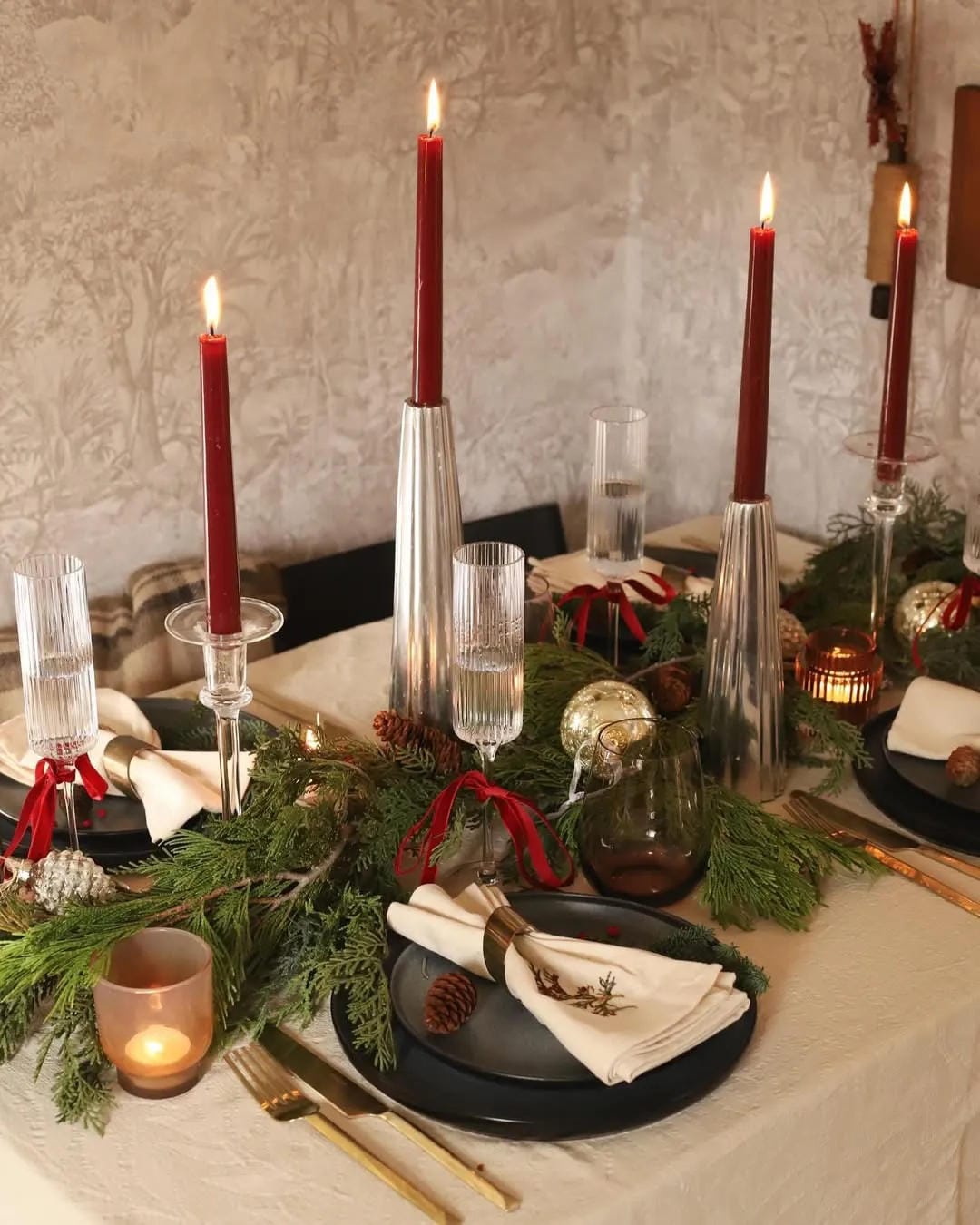 Vintage holiday table decorations