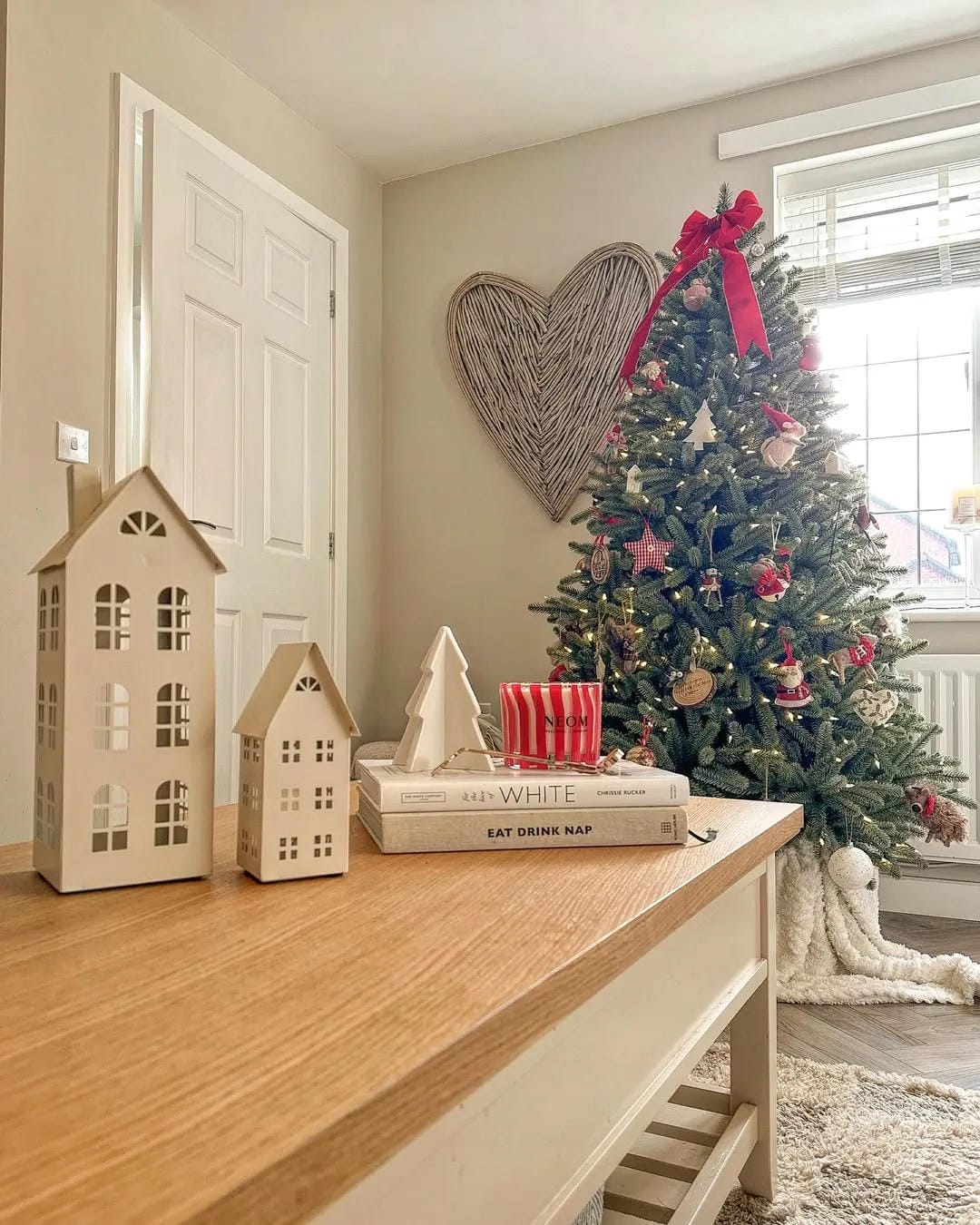 aesthetic christmas coffee table decor