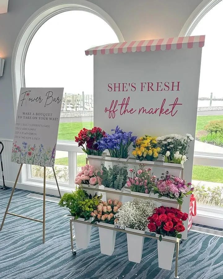 bridal shower pick your own bouquet bar with fresh flowers