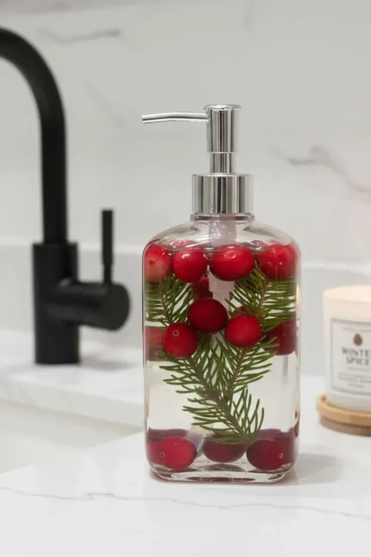 diy christmas soap dispenser bathroom christmas decor ideas