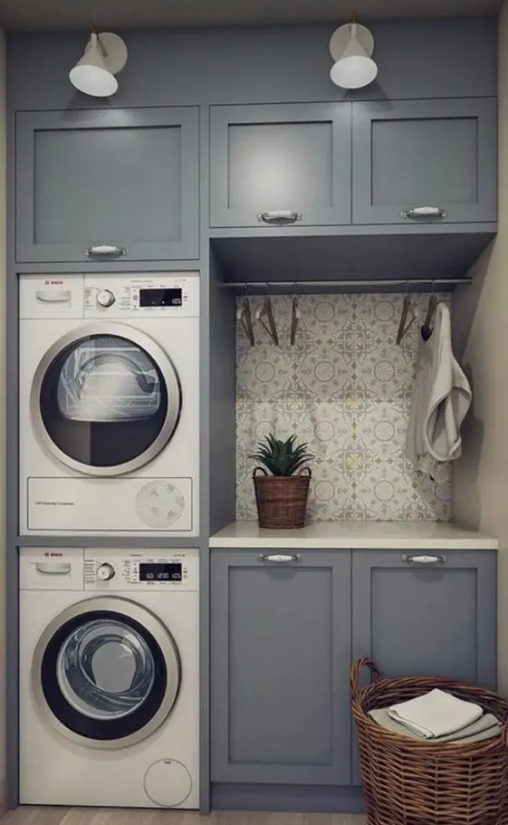 organized stacked washer and dryer ideas