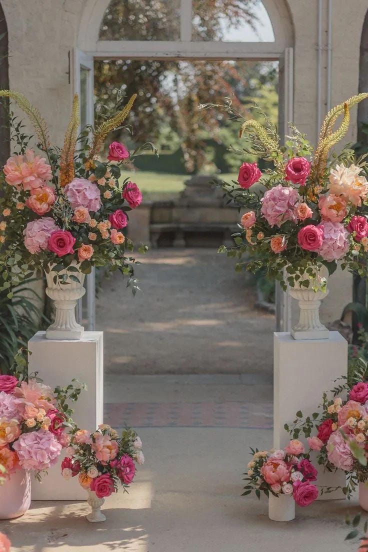 simple outdoor wedding aisle idea with floral chair decor