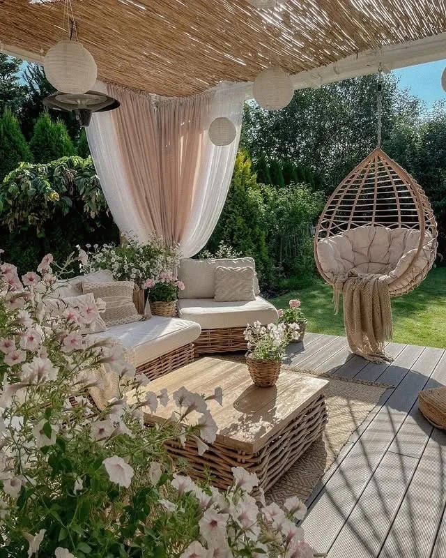 patio decorating with woven textures