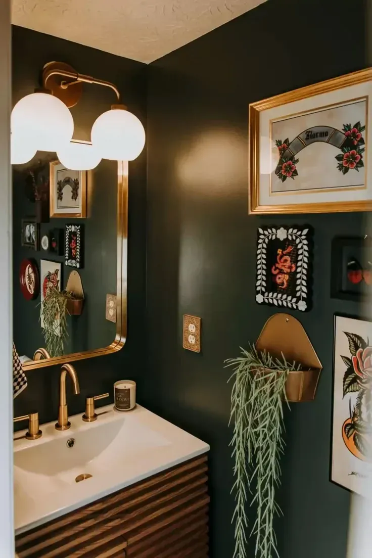 warm bathroom gallery wall ideas