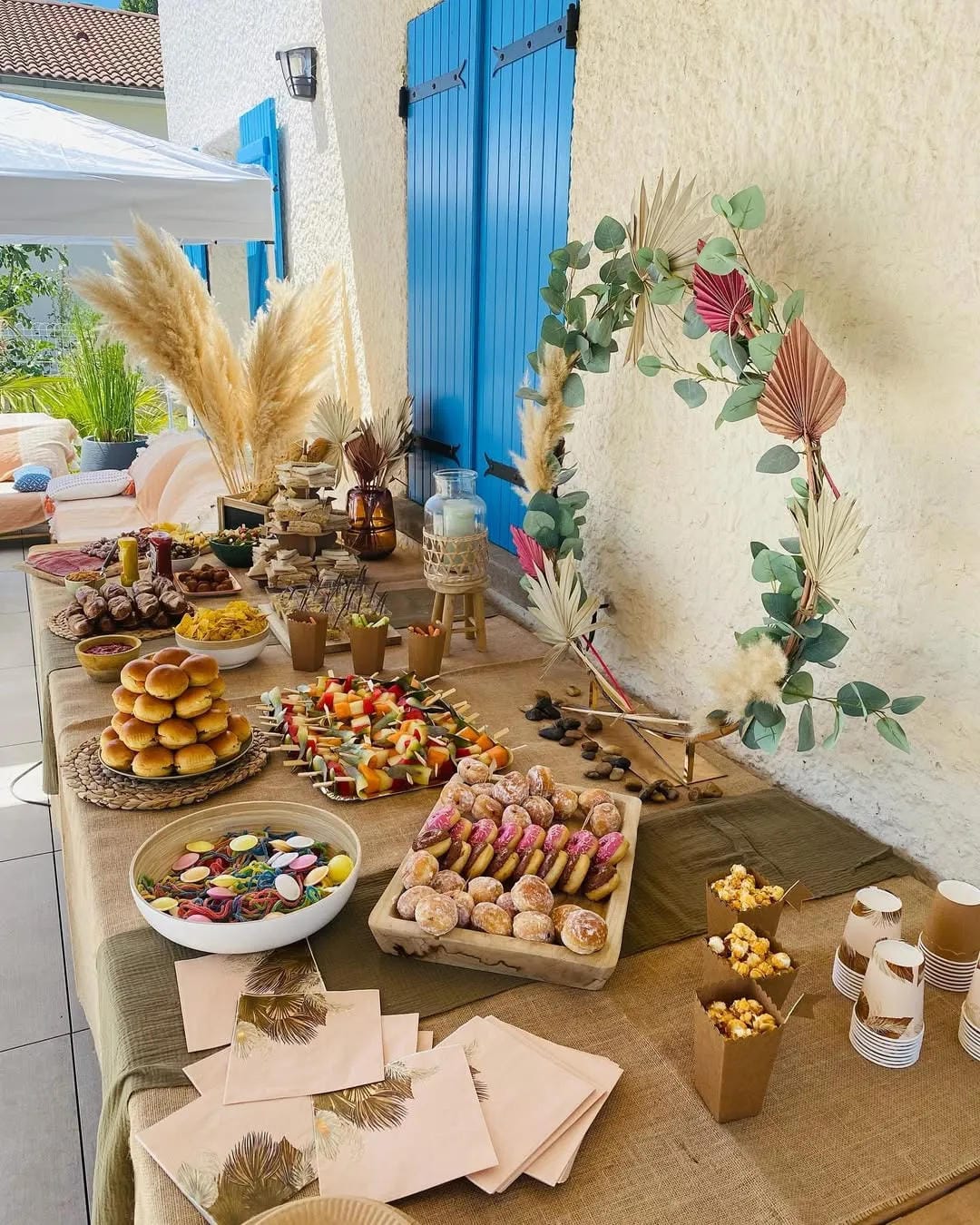 pool party decor ideas with set up a soft tropical dessert table