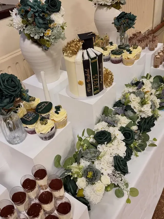 pink graduation dessert table ideas