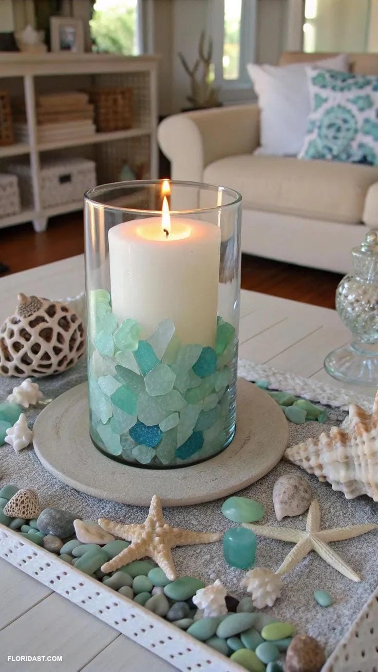summer coffee table centerpiece with greenery and books