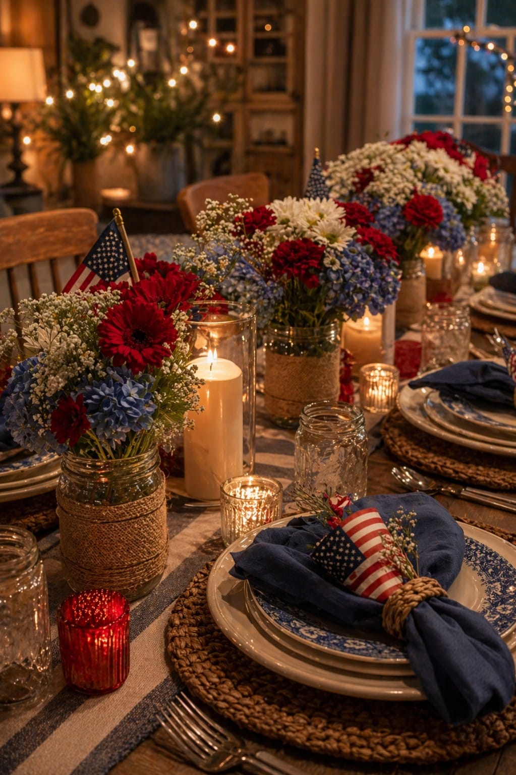 4th of July table decor ideas - make the centerpiece the main patriotic detail