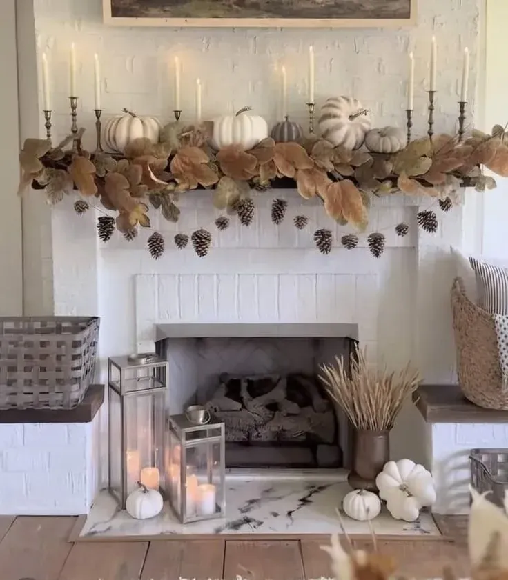 modern fall fireplace decor ideas