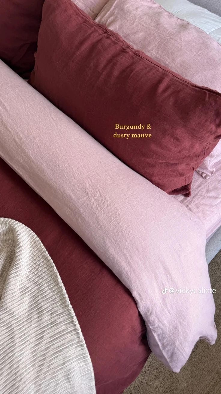 fall bedding idea with layered bedding and bedroom decor