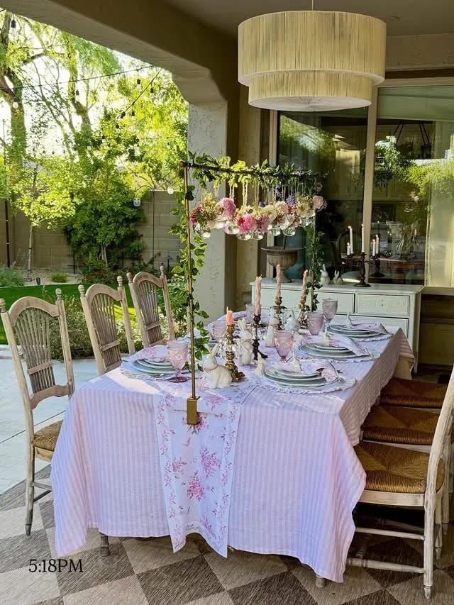 floral garden party table setting