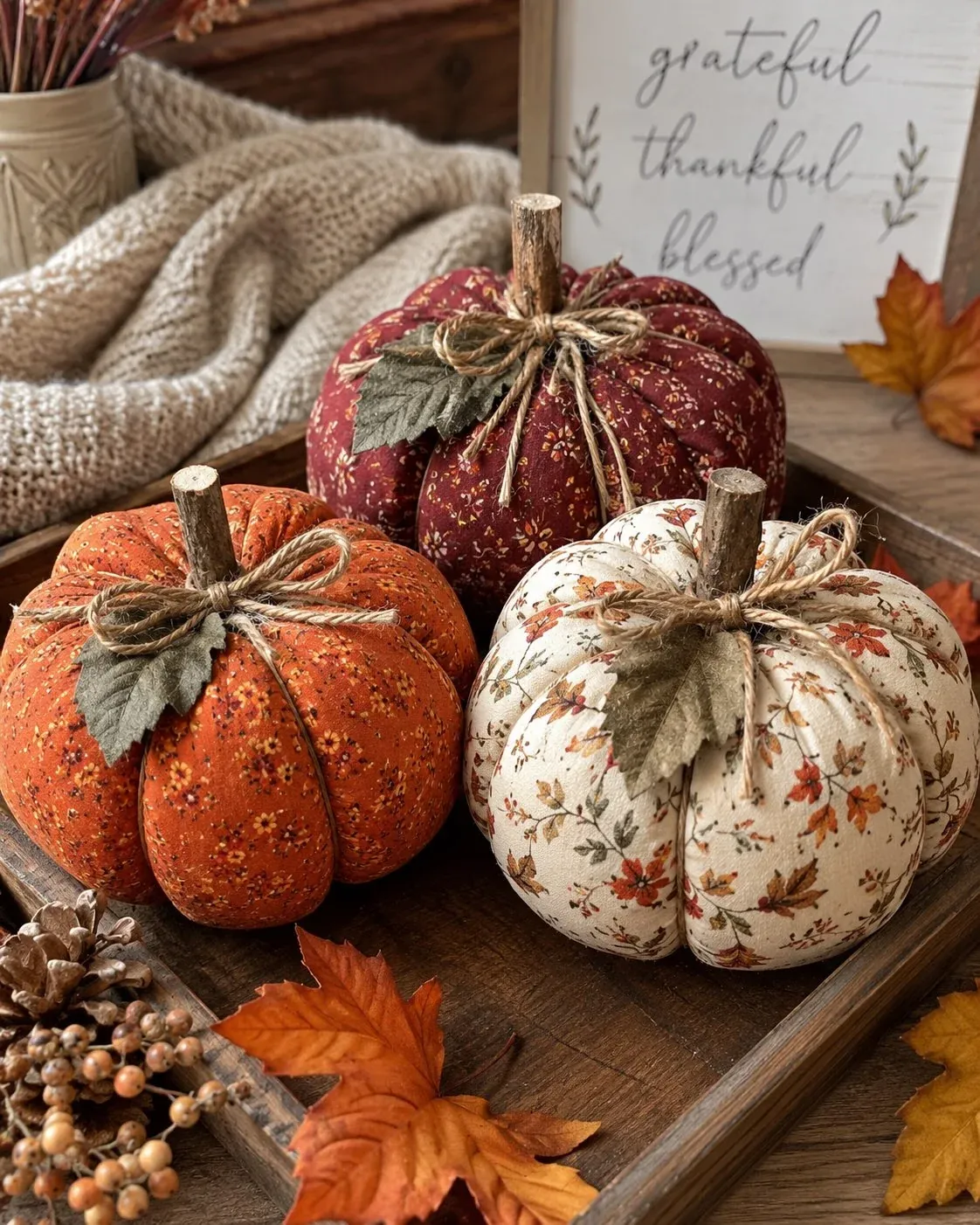 fabric pumpkin entryway fall entryway decor ideas