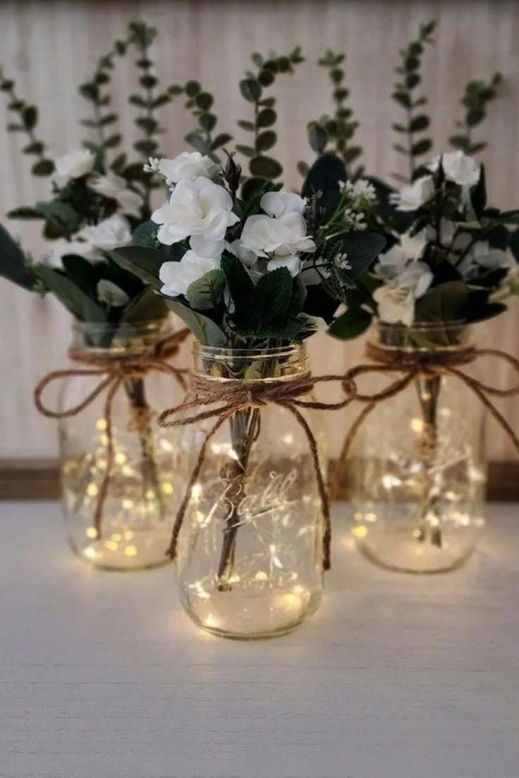 budget rustic wedding centerpiece idea for reception tables