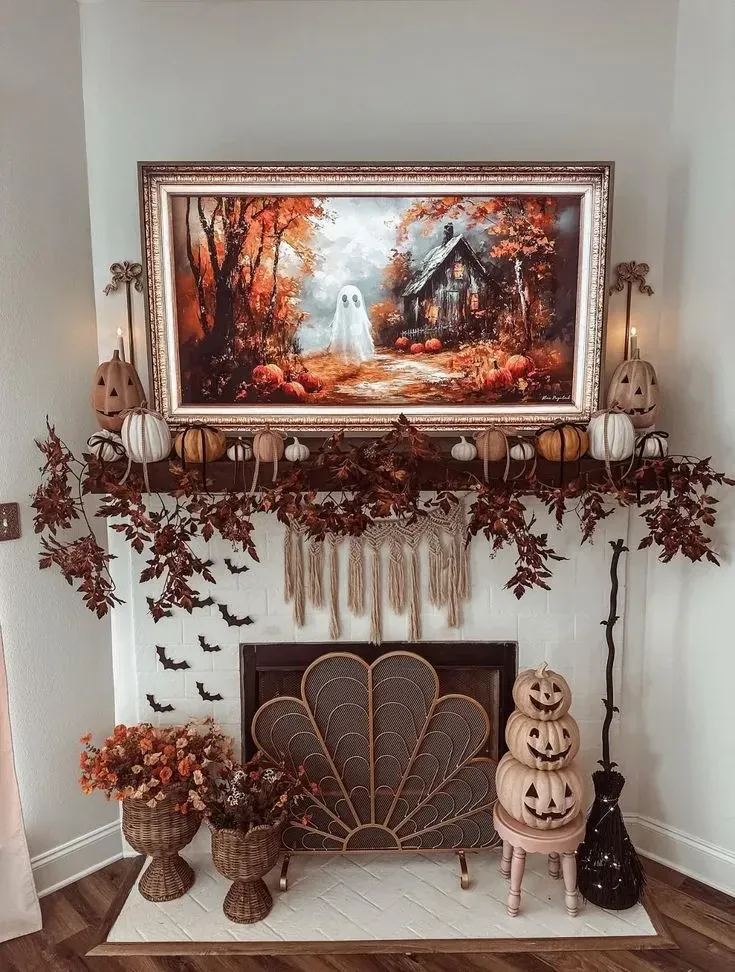 haunted halloween fireplace decor ideas