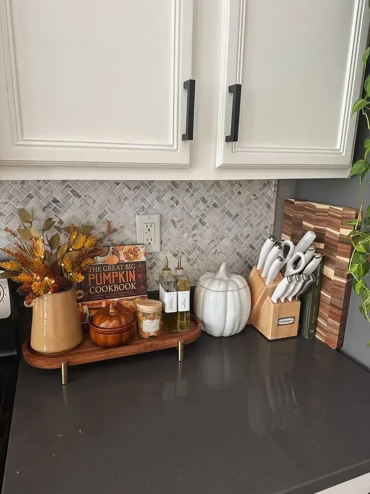 budget friendly fall kitchen countertop decor ideas