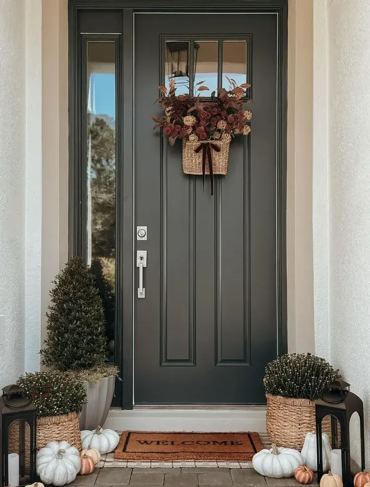 neutral front door decor ideas