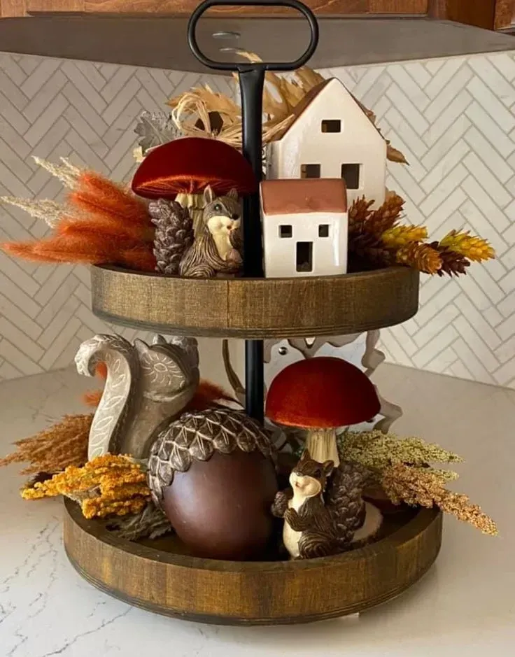 fall tiered tray decor ideas