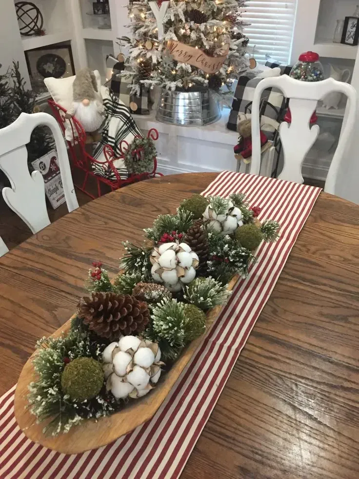 farmhouse dough bowl centrepiece for christmas