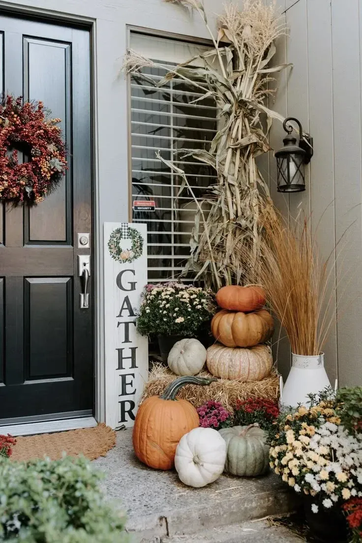 pumpkin farmhouse fall porch decor ideas