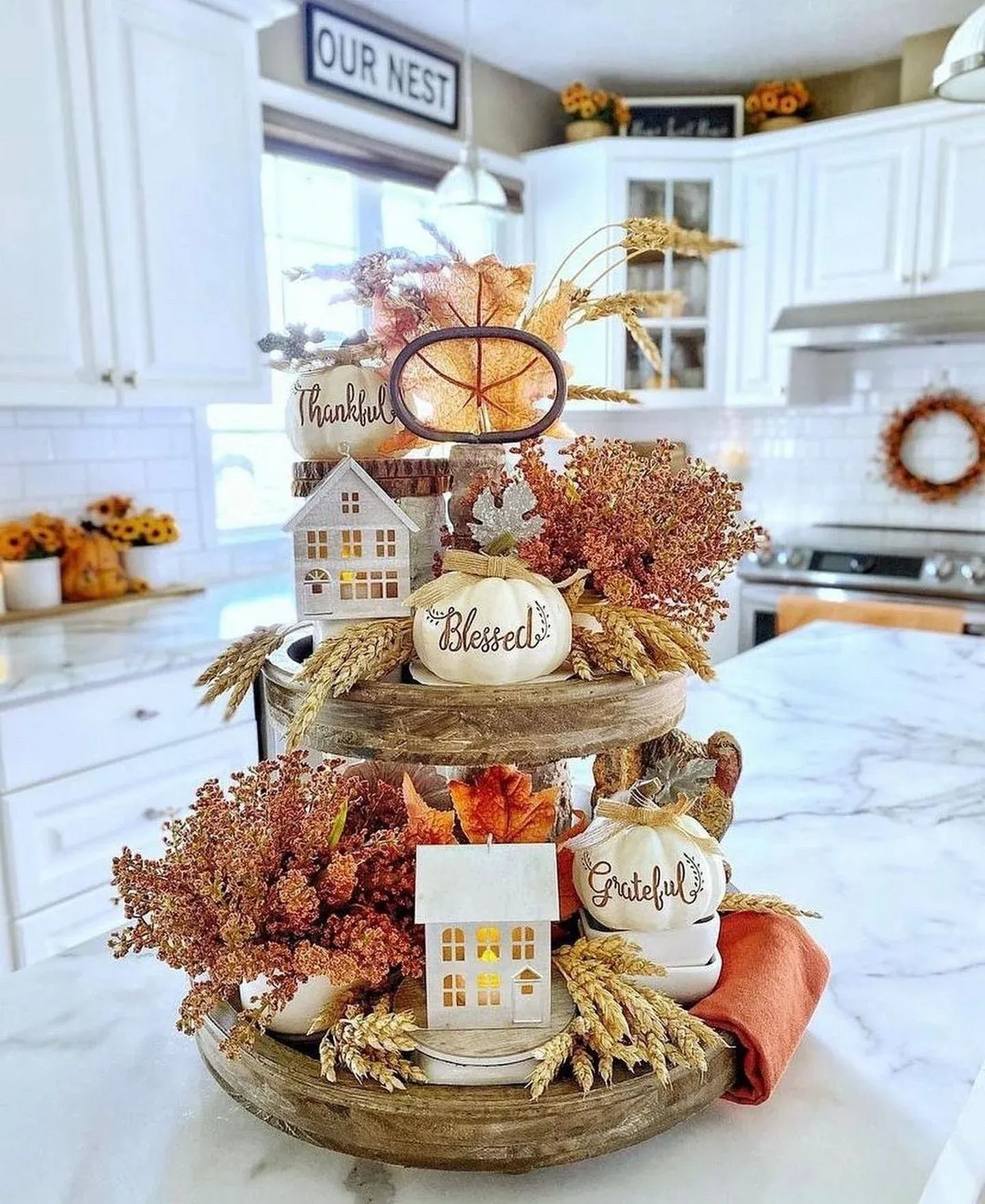 cozy fall tiered tray decor ideas