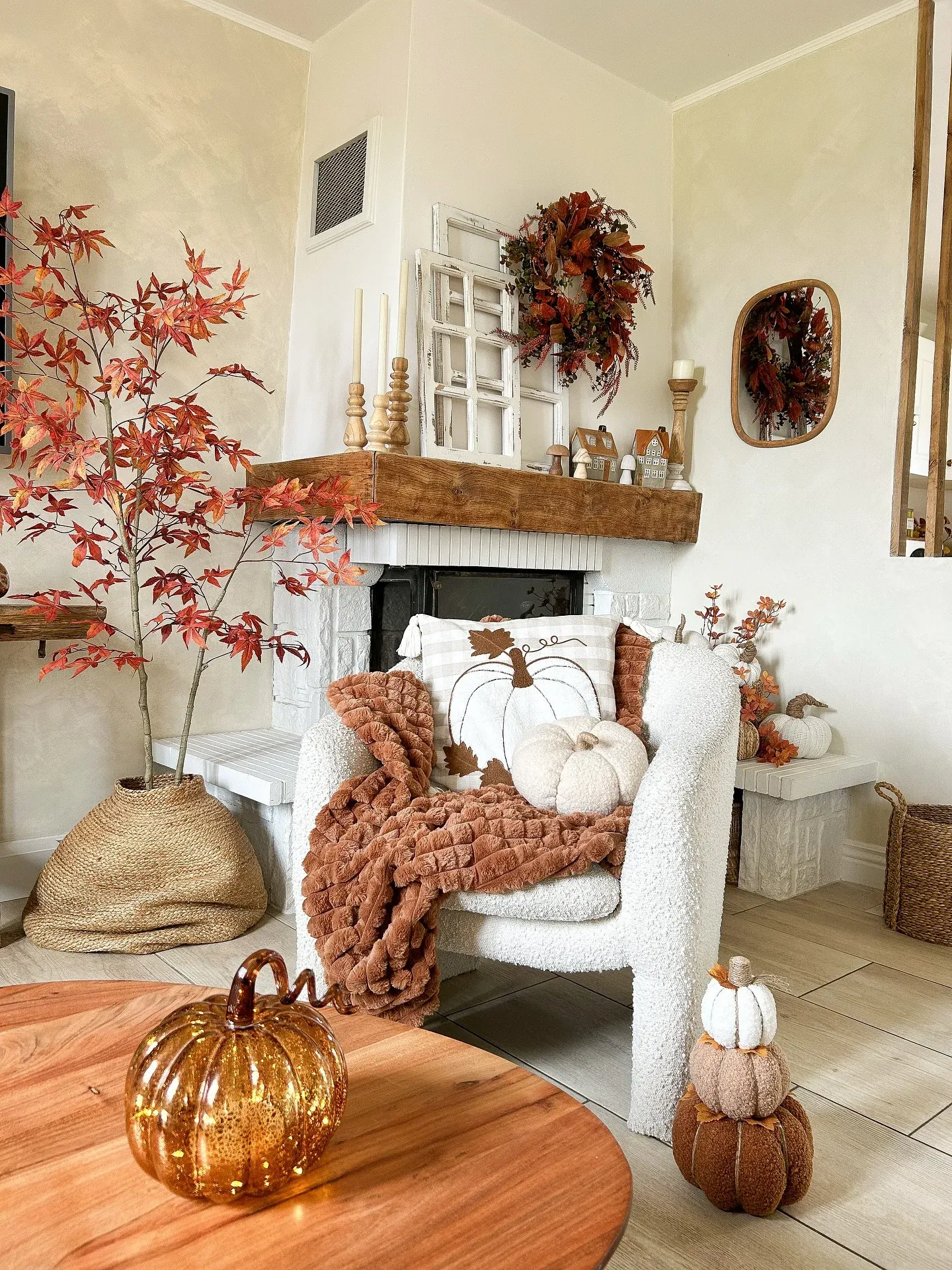 living room fall fireplace decor ideas