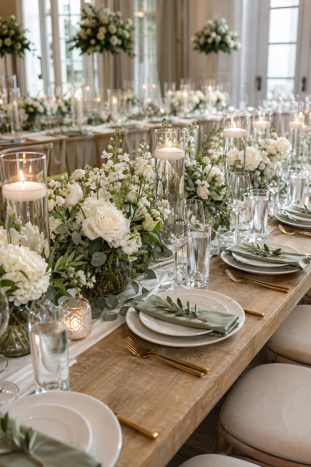 wedding reception table decor ideas with flowers and candles