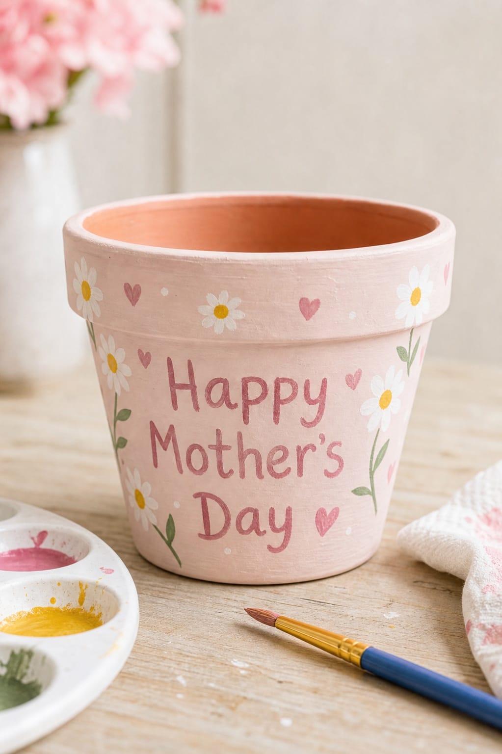 painted flower pot with Happy Mother