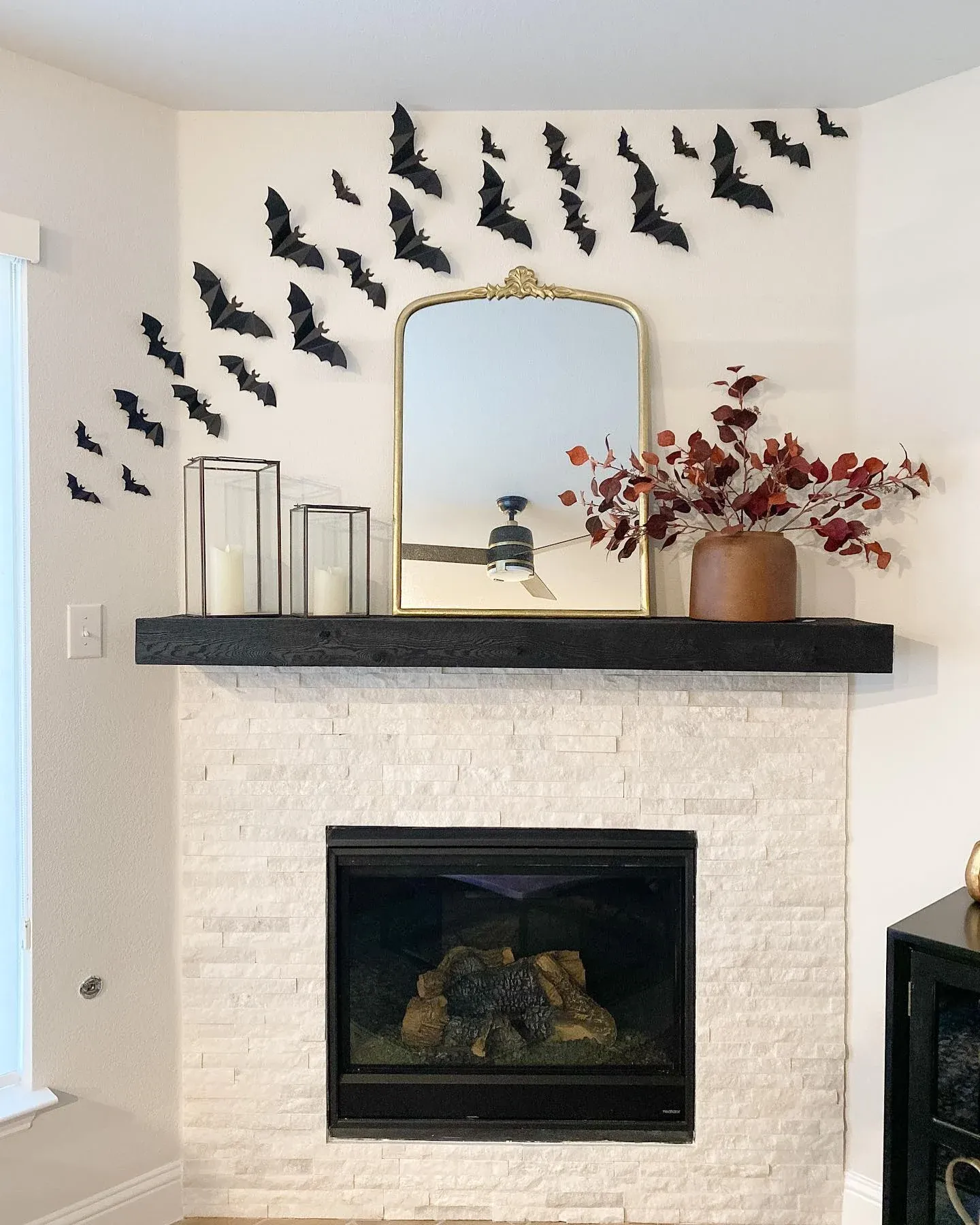 black and white halloween fireplace decor ideas