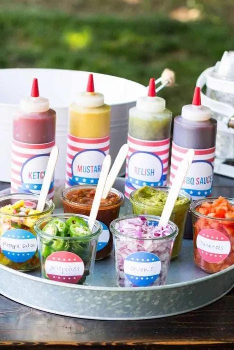 4th of July backyard party idea with festive yard decorations