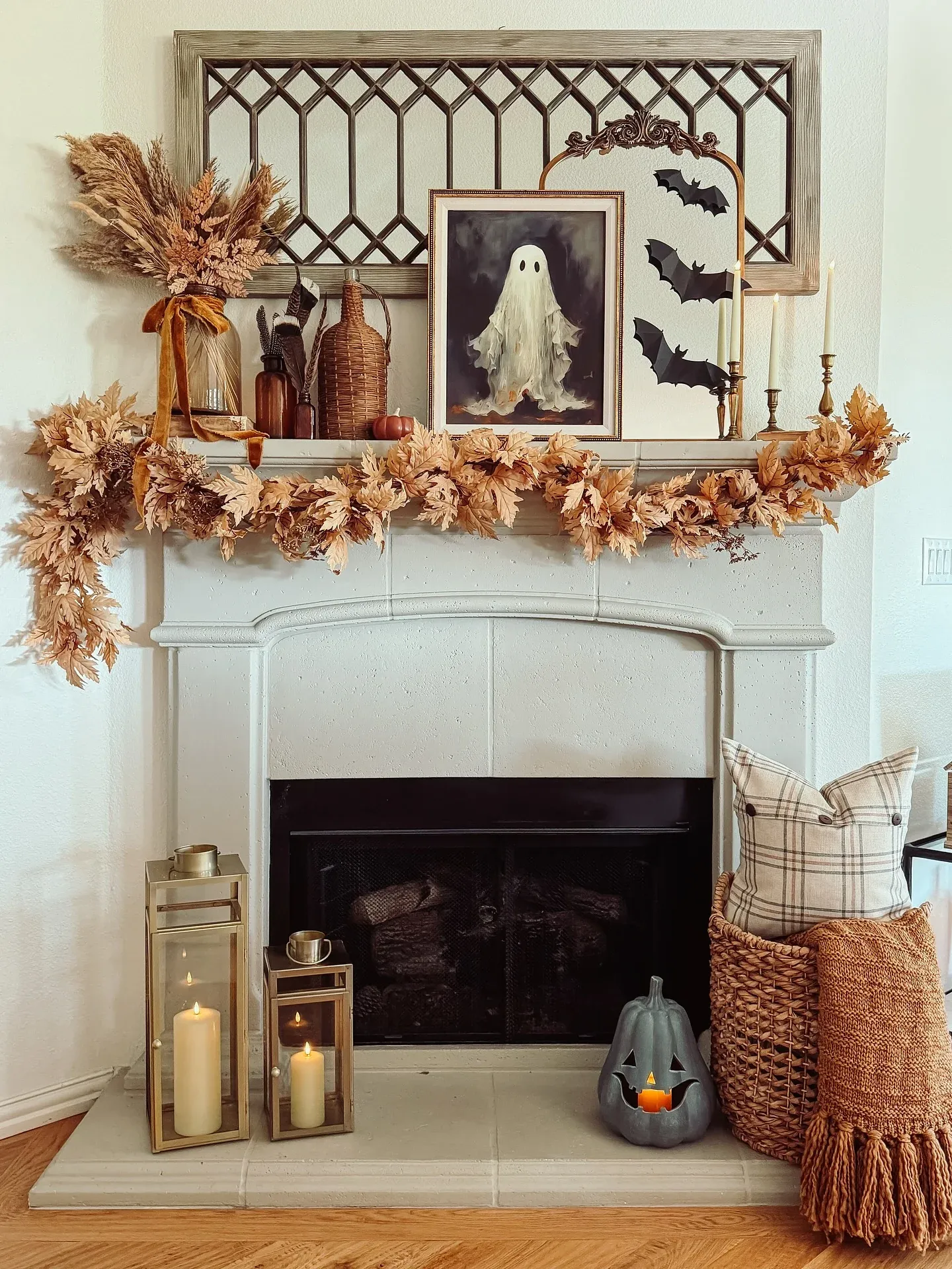 ghost halloween fireplace decor ideas