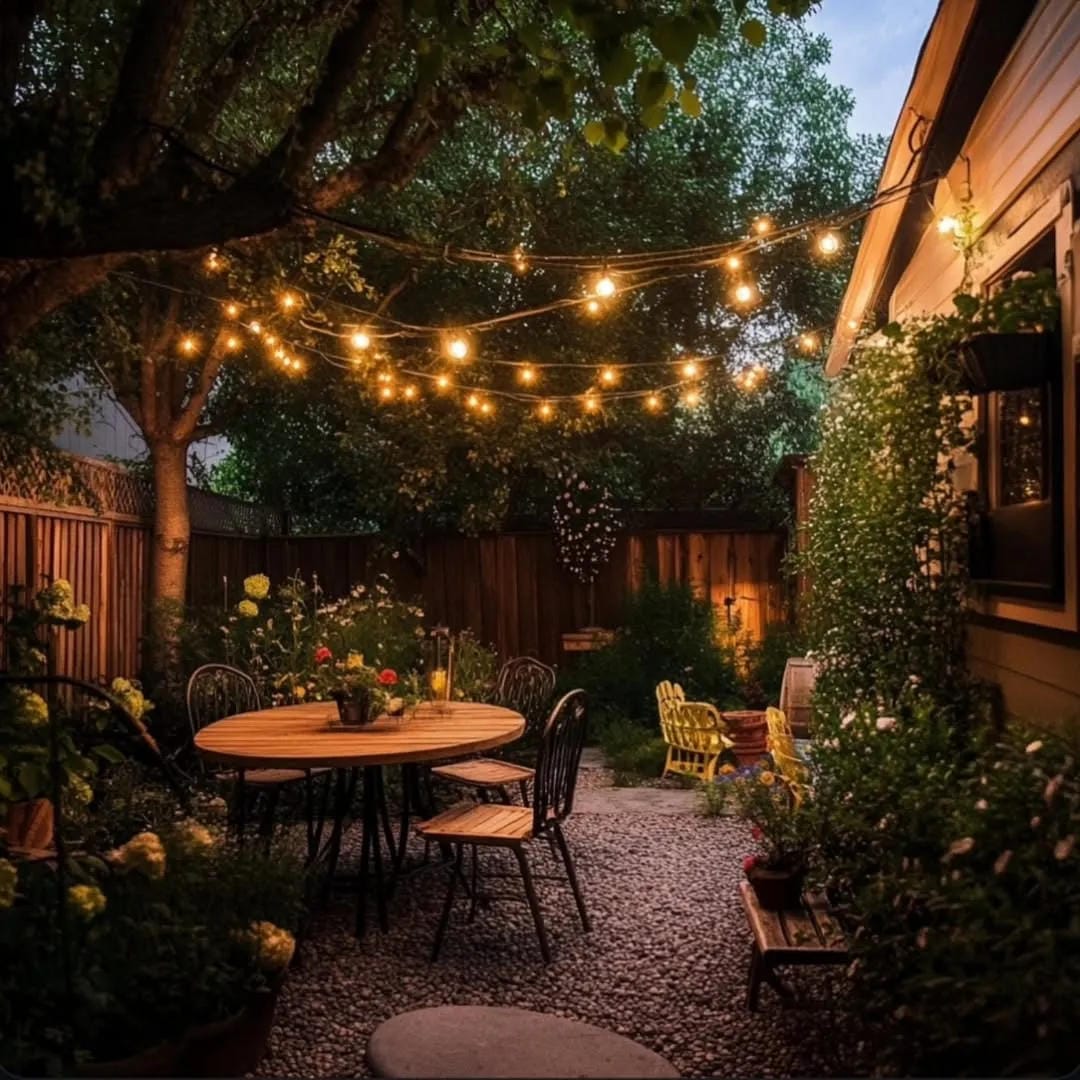 outdoor string light ideas with create a garden dining glow