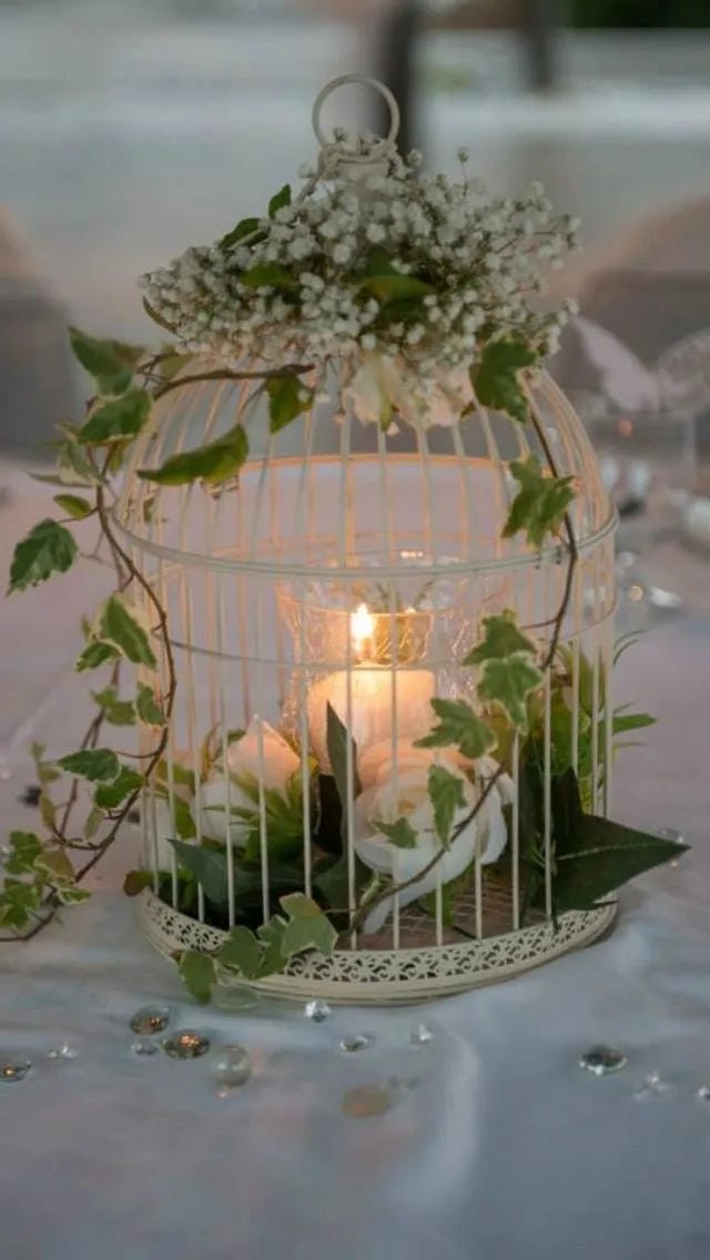 rustic wedding centerpiece idea with greenery runner