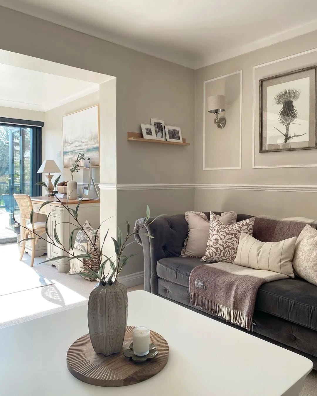 cozy grey couch living room decor