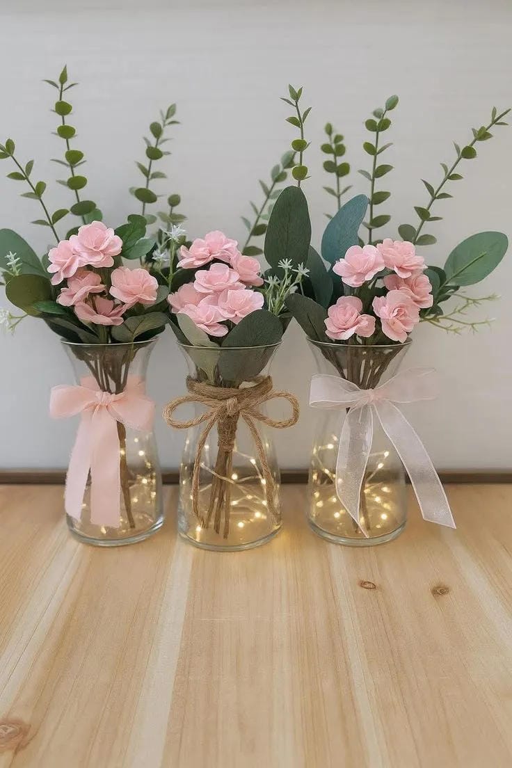 baby shower table decor with greenery