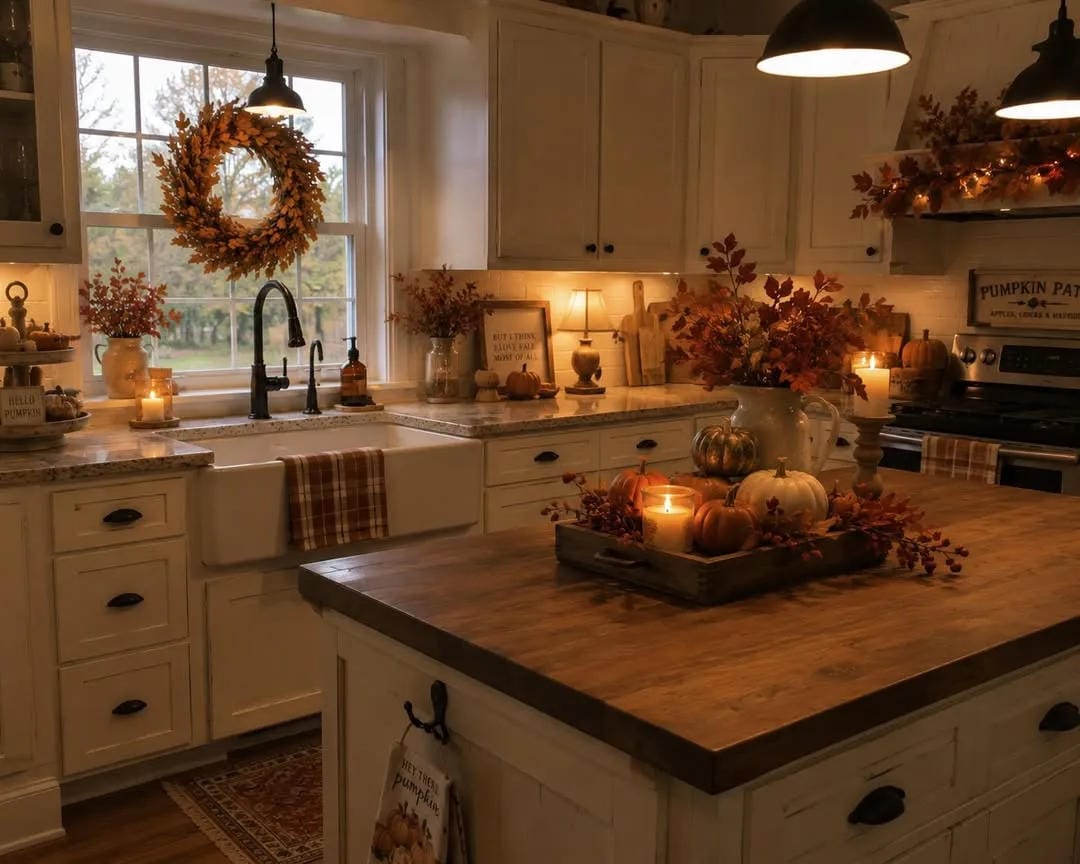 neutral fall kitchen decor ideas