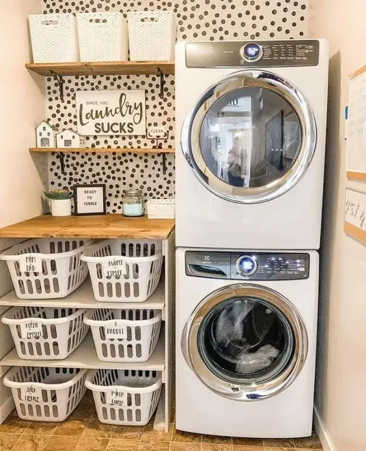 farmhouse stacked washer and dryer ideas