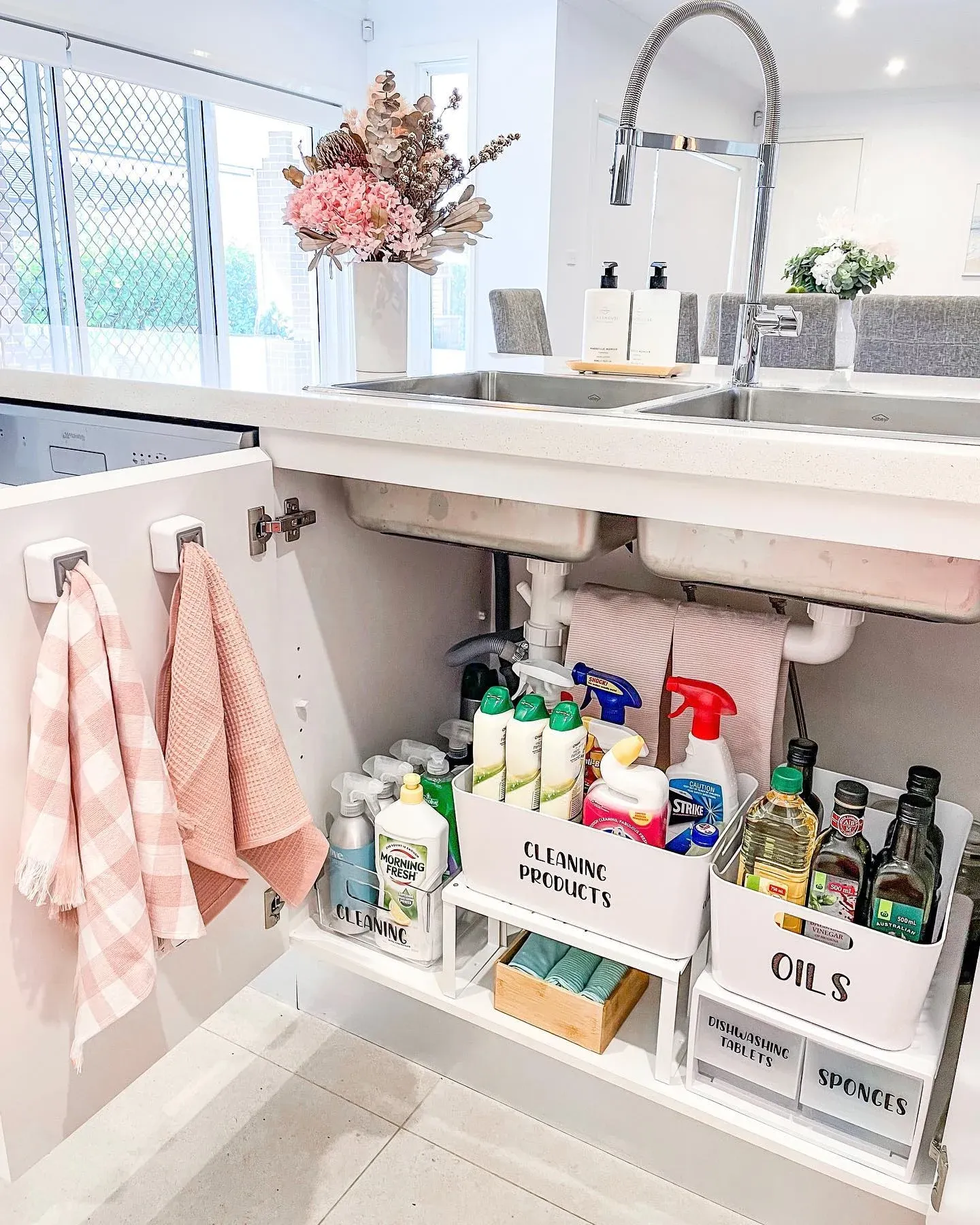 organized under kitchen sink organization ideas